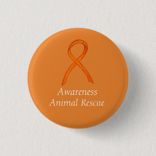 Animal Rescue Orange Awareness Ribbon Custom Pin