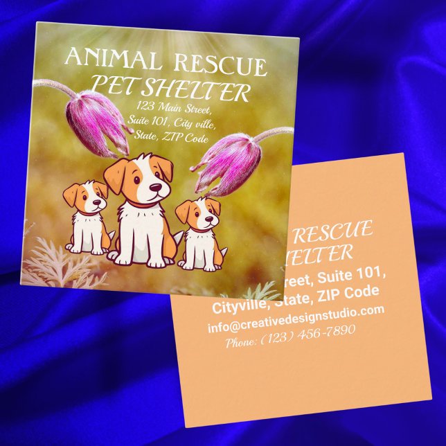 Animal Rescue Pet Shelter Cute Dogs Simple Modern Square Business Card (Creator Uploaded)