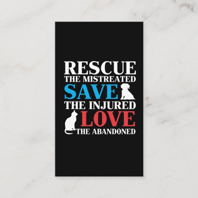 Animal Rescue Save Cat Dog Vet Tech Veterinarian Business Card (Front)