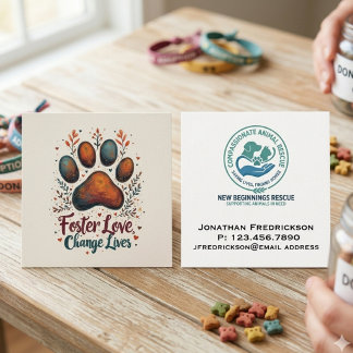 Animal Rescue Society Add Your Own Logo  Square Business Card
