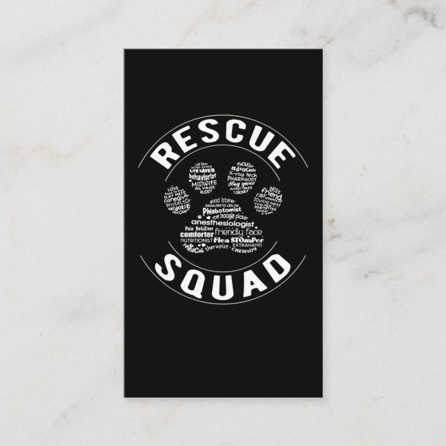Animal Rescue Vet Tech Paw Veterinary Technician Business Card (Front)