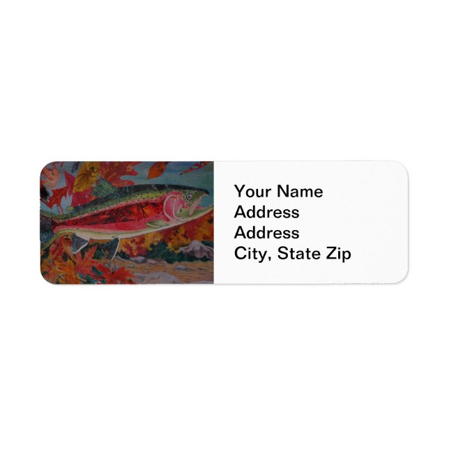 Animal Return Address Label rainbow trout. (Front)