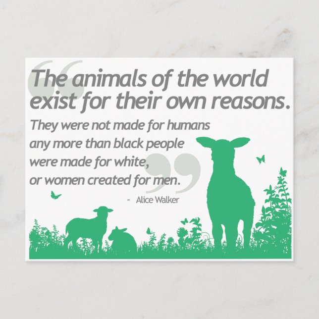 Animal Rights - Alice Walker quote design Postcard (Front)