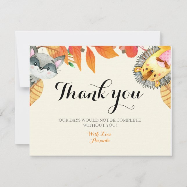 Animal Rustic Thank you card (Front)
