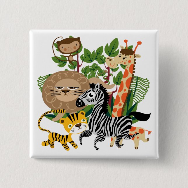 Animal Safari 15 Cm Square Badge (Front)