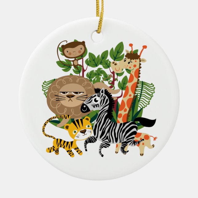 Animal Safari Ceramic Tree Decoration (Front)