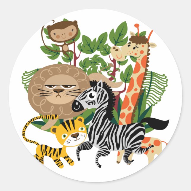 Animal Safari Classic Round Sticker (Front)