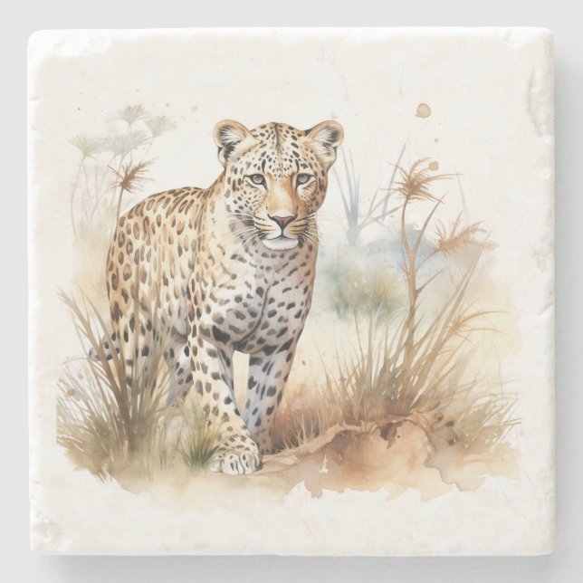 Animal Safari Leopard Stone Coaster (Front)