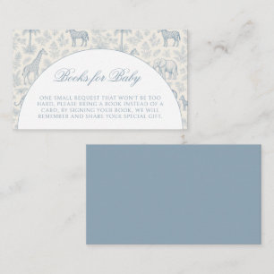 Animal Safari Toile De Jouy Blue Books for Baby Enclosure Card