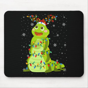 Animal Santa Hat Ugly Christmas Tree Lights Mouse Pad