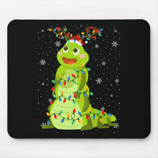 Animal Santa Hat Ugly Christmas Tree Lights  Mouse Pad (Front)