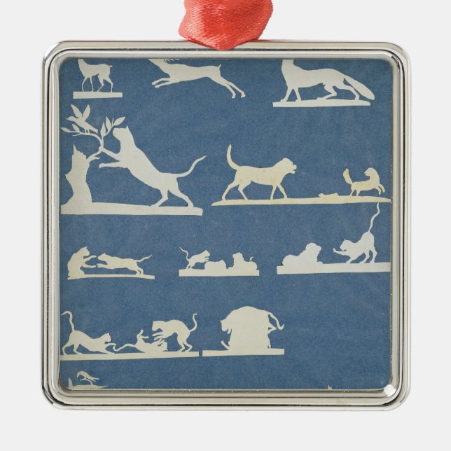 Animal Scenes and Playing Cats Metal Tree Decoration (Front)