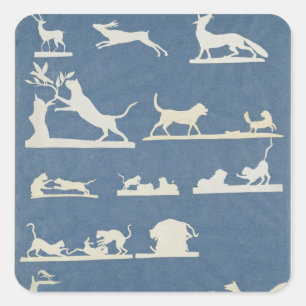 Animal Scenes and Playing Cats Square Sticker