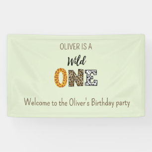 Animal Shape calligraphy wild one birthday Banner