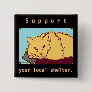 Animal shelter support Orange cat Button
