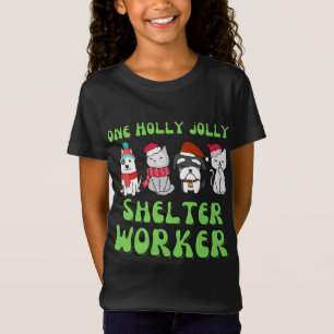 Animal shelter worker Christmas dog cat shelter re T-Shirt