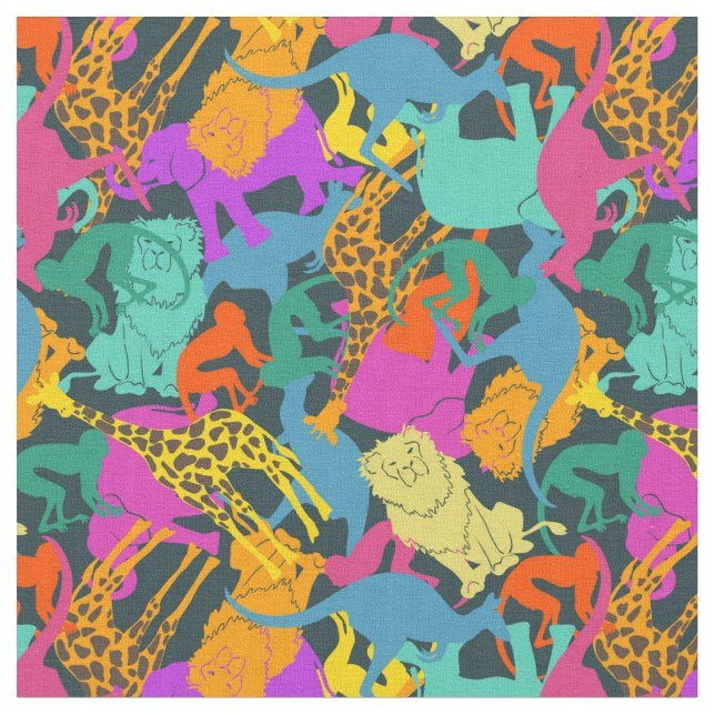 Animal Silhouettes Pattern Fabric (Close Up)