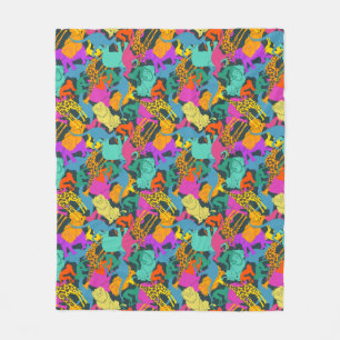 Animal Silhouettes Pattern Fleece Blanket