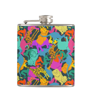 Animal Silhouettes Pattern Hip Flask