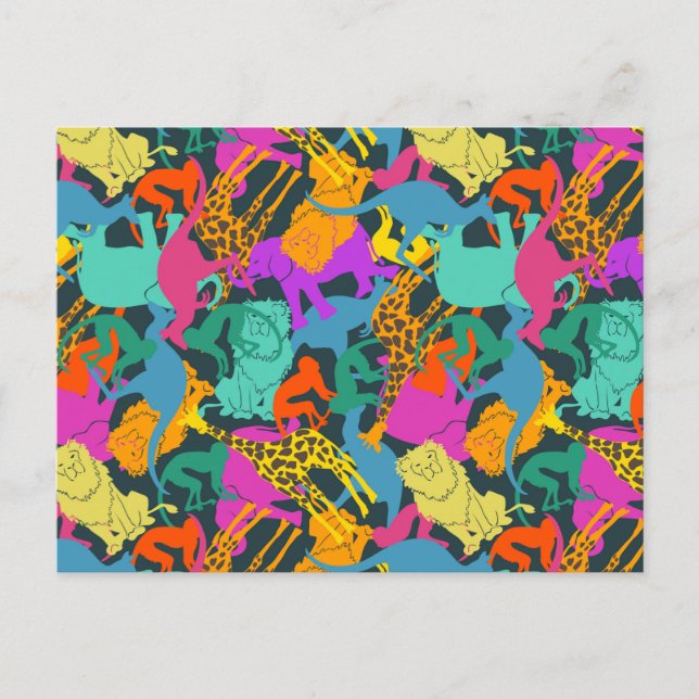 Animal Silhouettes Pattern Postcard (Front)