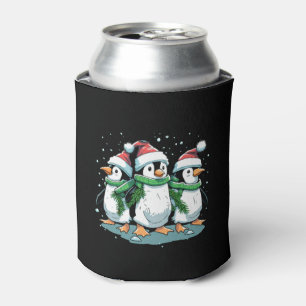 Animal Sitting in snow with Lights Christmas Santa Can Cooler