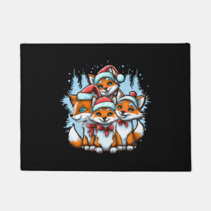 Animal Sitting in snow with Lights Christmas Santa Doormat