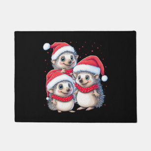 Animal Sitting in snow with Lights Christmas Santa Doormat