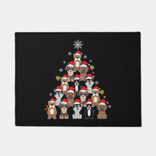 Animal Sitting in snow with Lights Christmas Santa Doormat