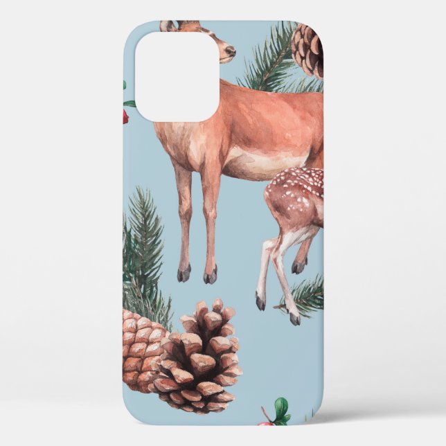 animal sketch pattern with deer pine cones and twi Case-Mate iPhone case (Back)