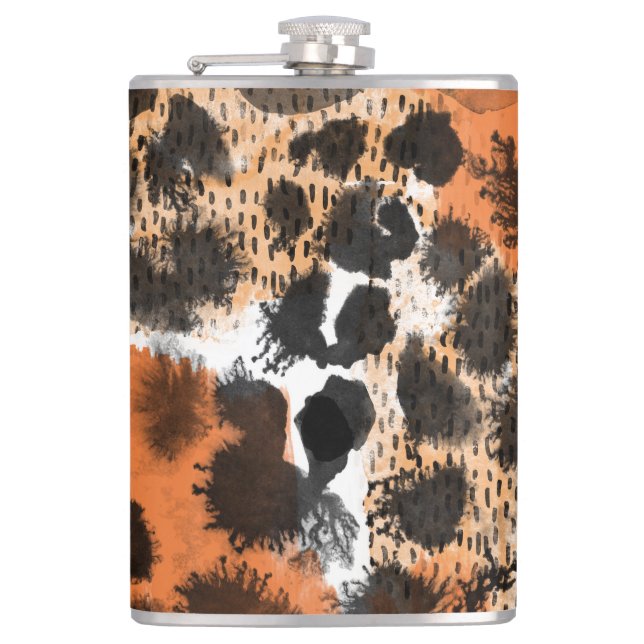 Animal skin: creative leopard pattern. hip flask (Front)