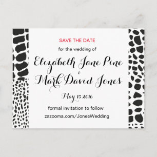 Animal Skin in Black and White Announcement Postcard