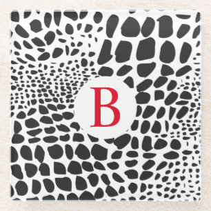 Animal Skin in Black & White Glass Coaster