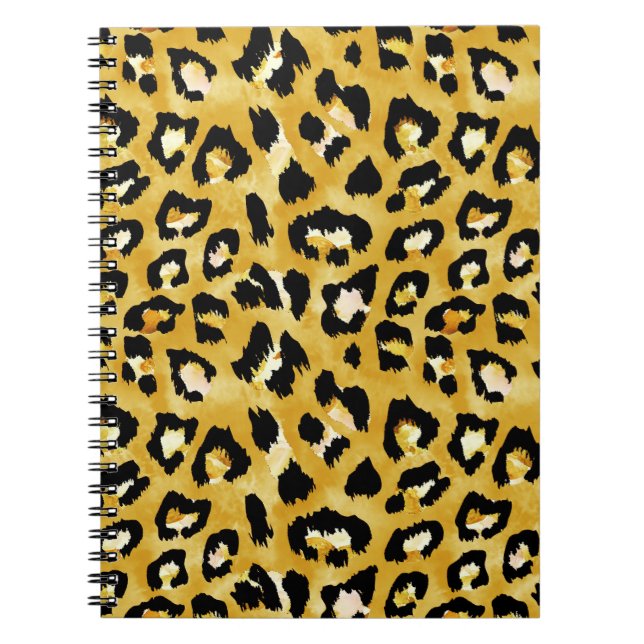 Animal Skin, Watercolor Leopard Seamless. Notebook (Front)