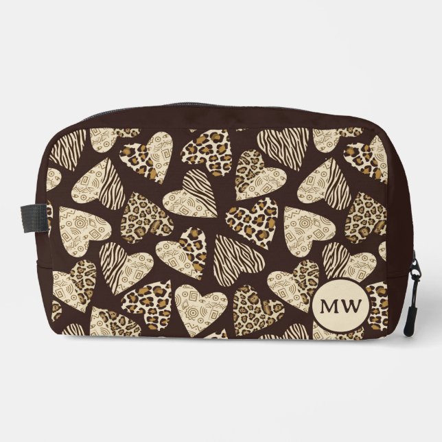 Animal skin with hearts dopp kit (Front)