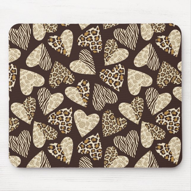 Animal skin with hearts mouse pad (Front)