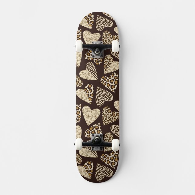 Animal skin with hearts skateboard (Front)