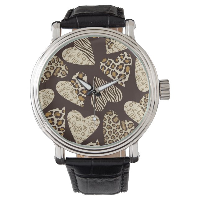 Animal skin with hearts watch (Front)