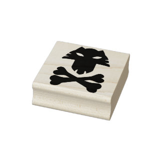 Animal skull with crosssbones silhouette art stamp