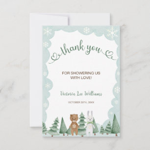 Animal snowflake Winter Baby Shower Thank You Card