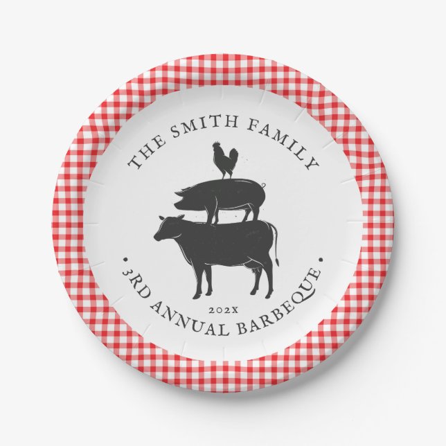 Animal Stack | Family Barbecue Paper Plate (Front)