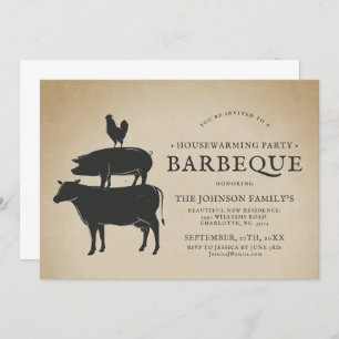 Animal Stack   Housewarming Barbecue Invitation