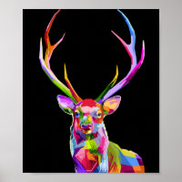 Animal Stag Deer Colourful Art Psychedelic