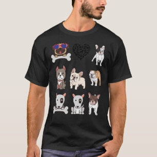 Animal Stickers Pitbull Heart And Bobes Funny Cute T-Shirt