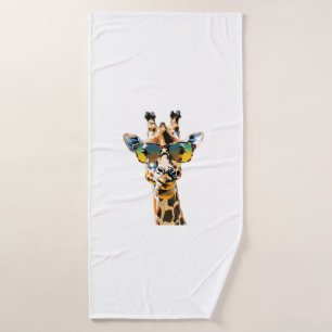 animal sunglasses giraffe with sunglasses   bath towel