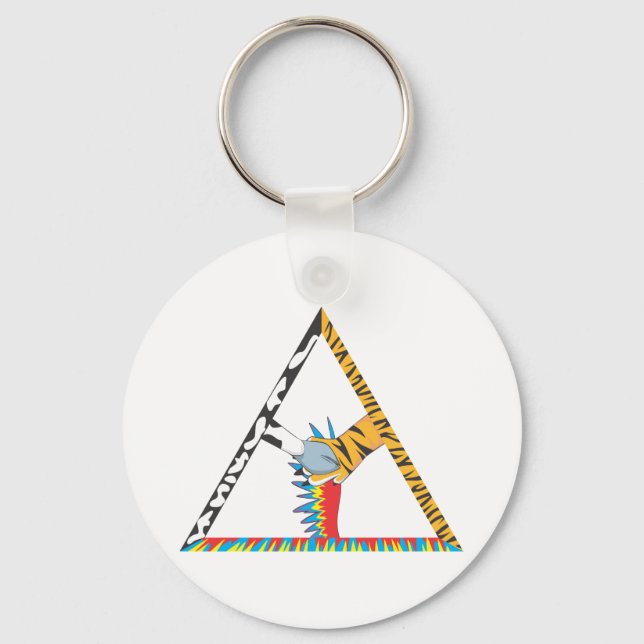 Animal Teamwork by Cow, Tiger and Parrot Key Ring (Front)