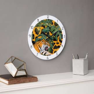 animal tiger at the jungle large clock