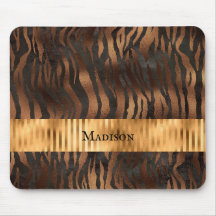 Animal Tiger Print Gold Name Elegant Metallic
