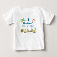 Animal Toy Train and Aeroplane First Birthday