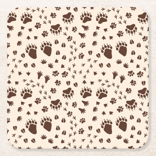 ANIMAL TRACKS SQUARE PAPER COASTER (Front)