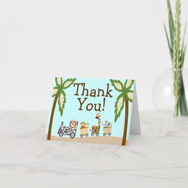 Animal Train Baby Shower Thank You Notecard (Front)